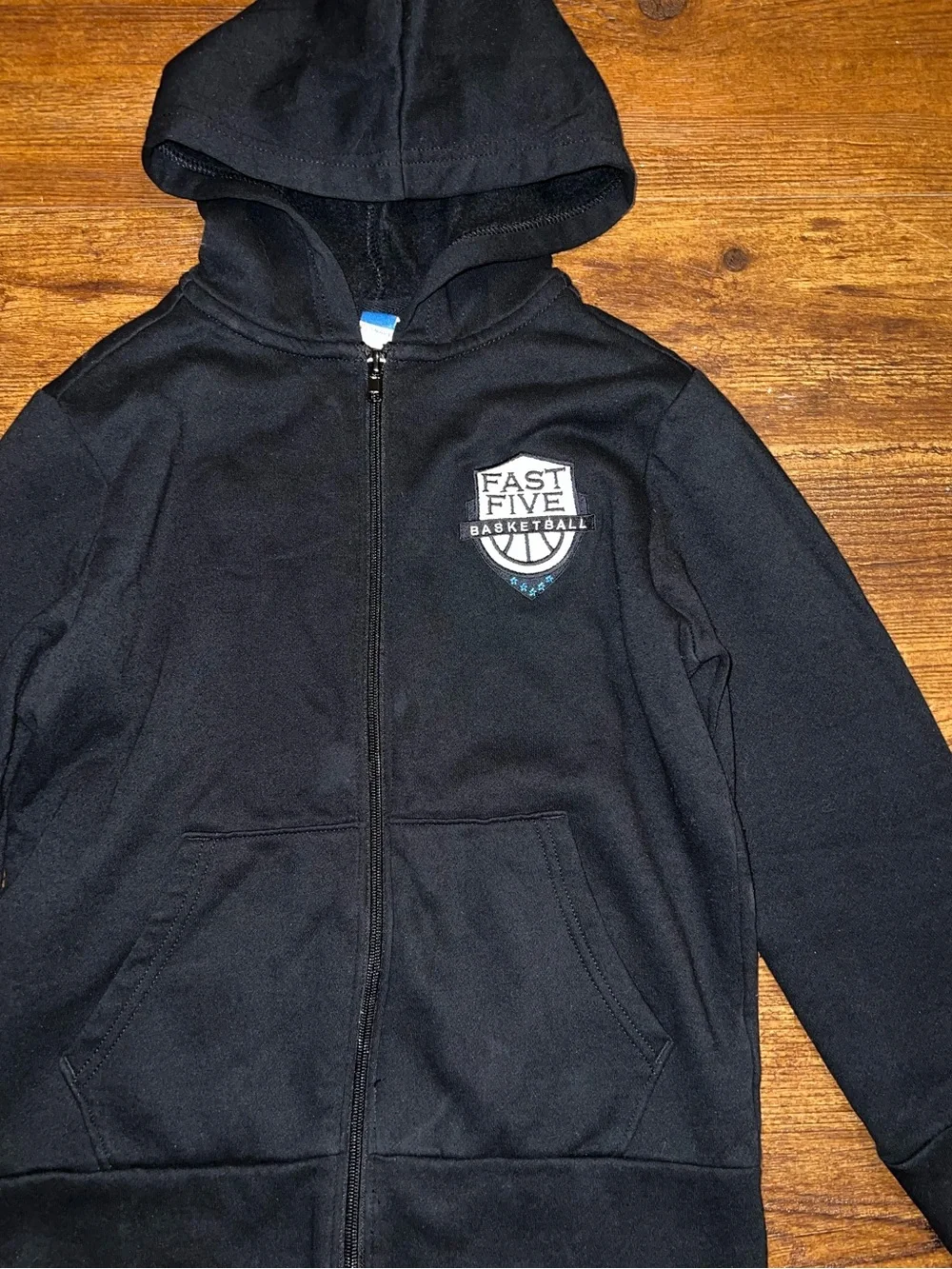 Old Navy Black Full-Zip Jacket Fast Five Basketball Hoodie Kids Size L 10-12